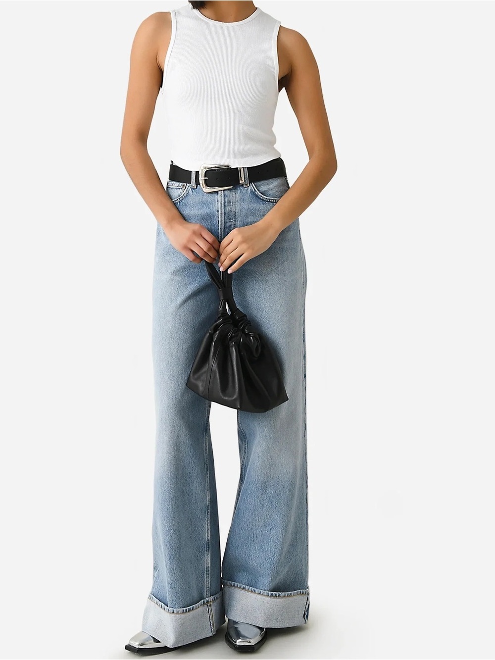 Agolde Dame High Rise Wide Leg Jeans in Showdown